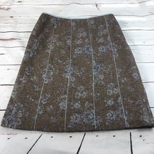 Ann Taylor Floral Print Skirt‎ Blue & Brown Size 2